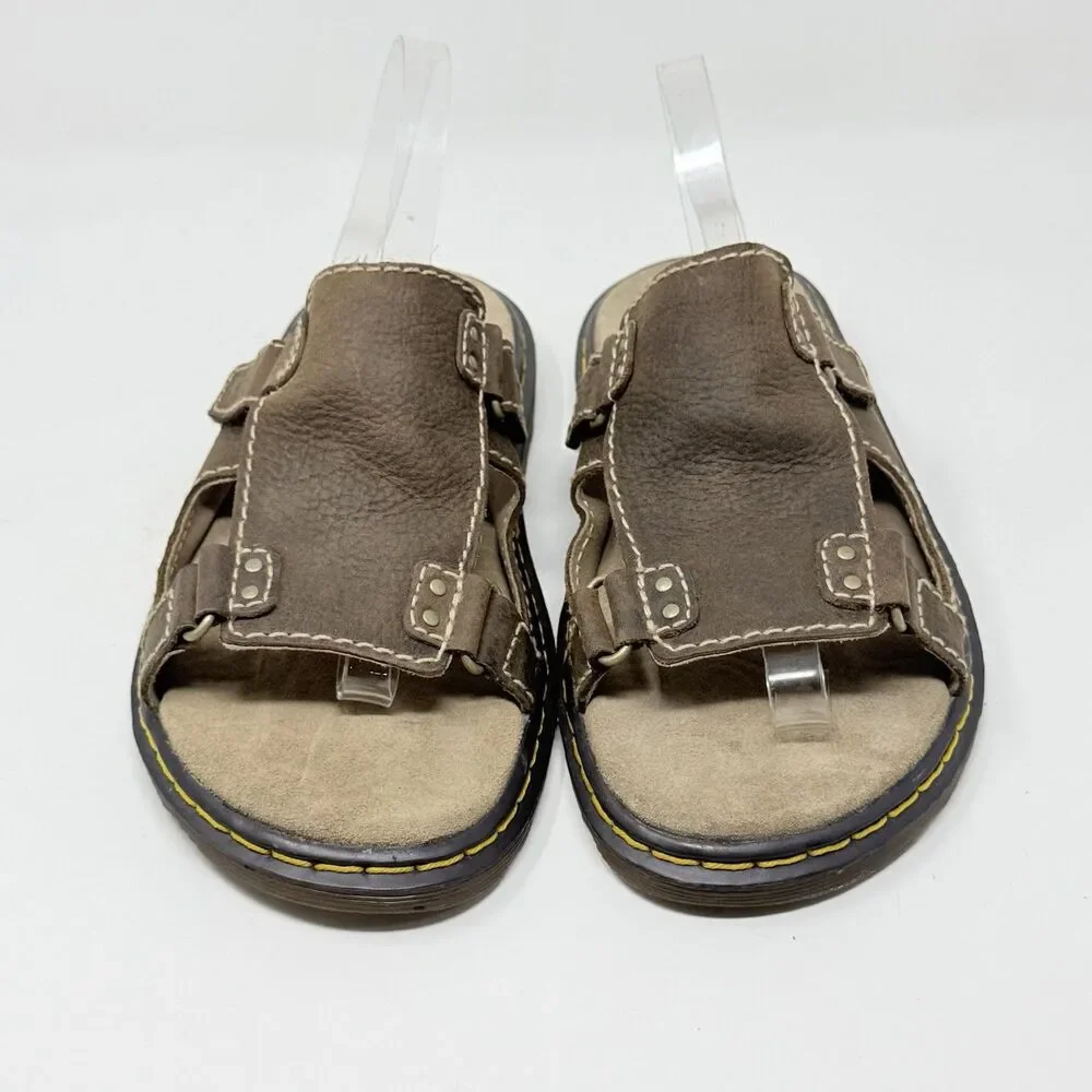 Dr. Martens Slide Sandals Shoes Mens 11 Brown Leather Fisherman Casual Preppy